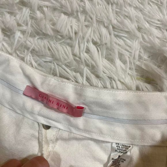 White linen Gianni Bini straight-leg flare  pants‎ size 8 - Picture 6 of 8